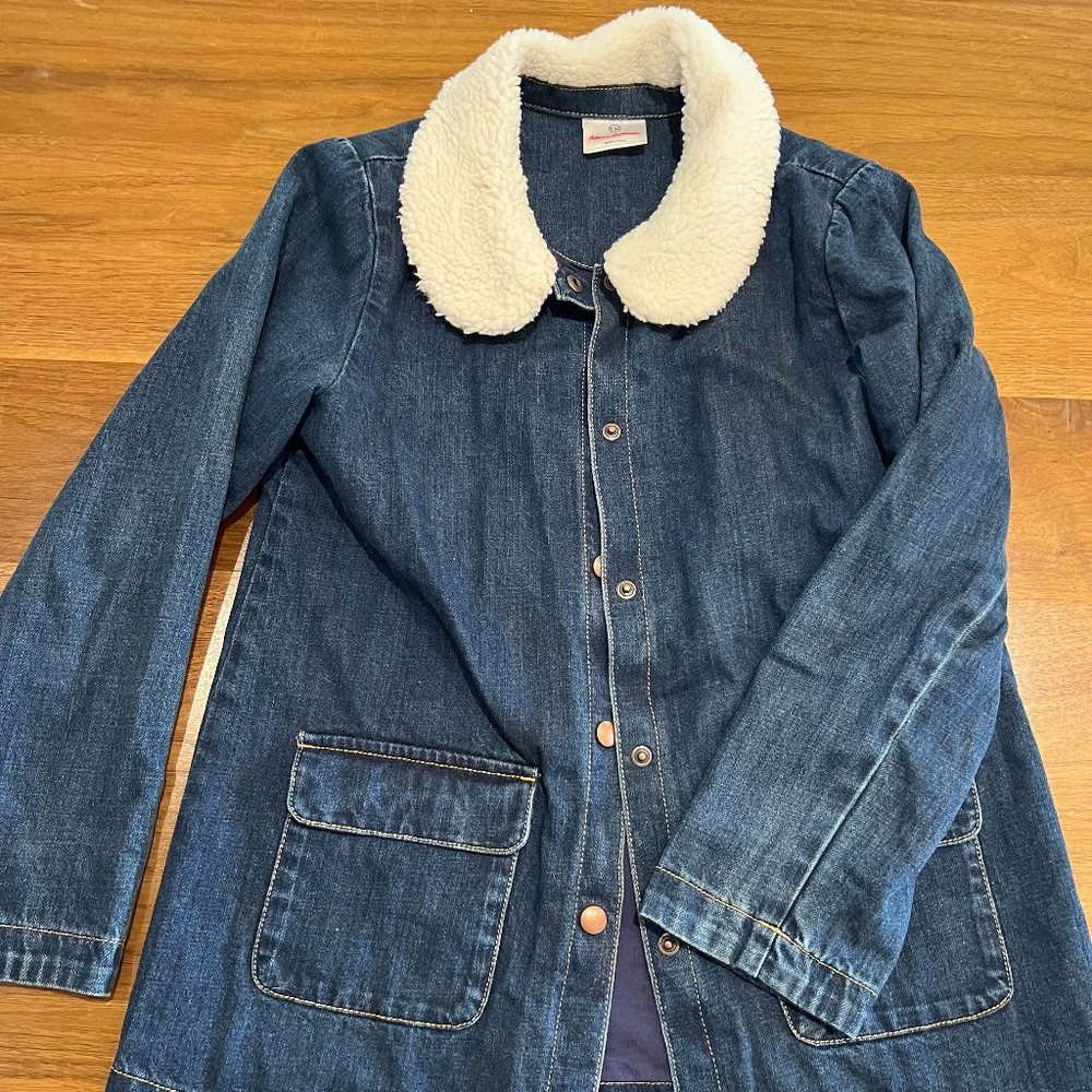 HANNA ANDERSSON  - SIZE 130 JEAN JACKET W SHEARLING COLLAR